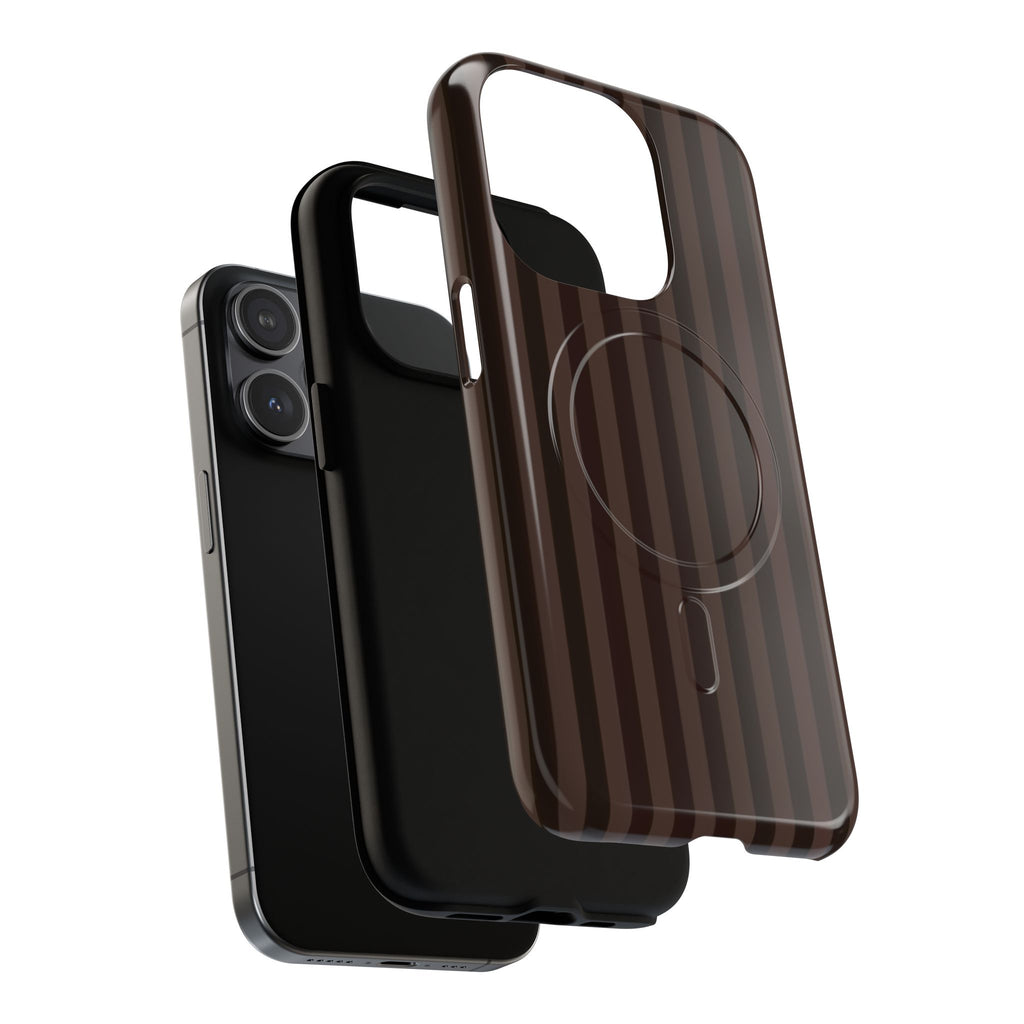 Dark Brown Striped Magnetic Phone Case