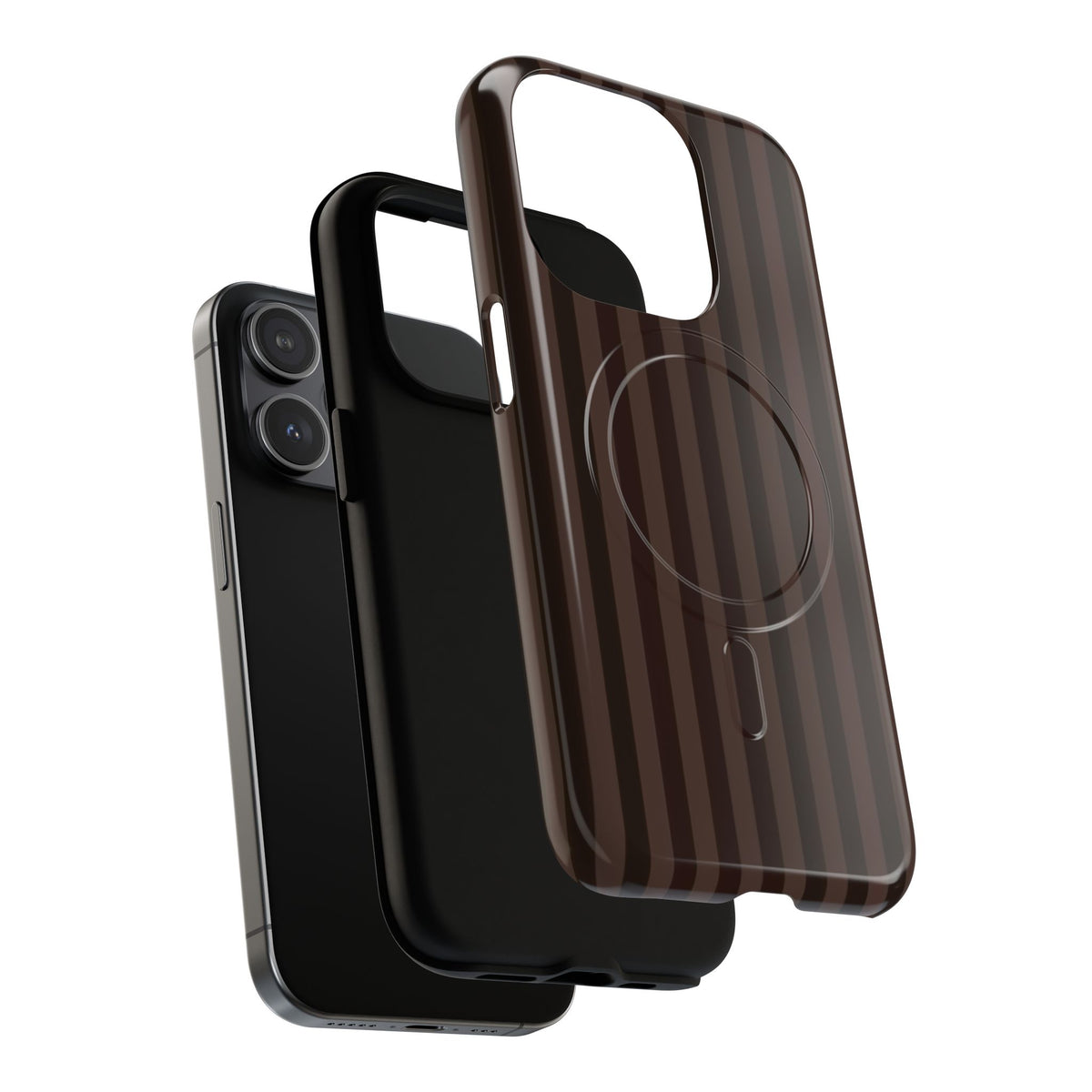 Dark Brown Striped Magnetic Phone Case