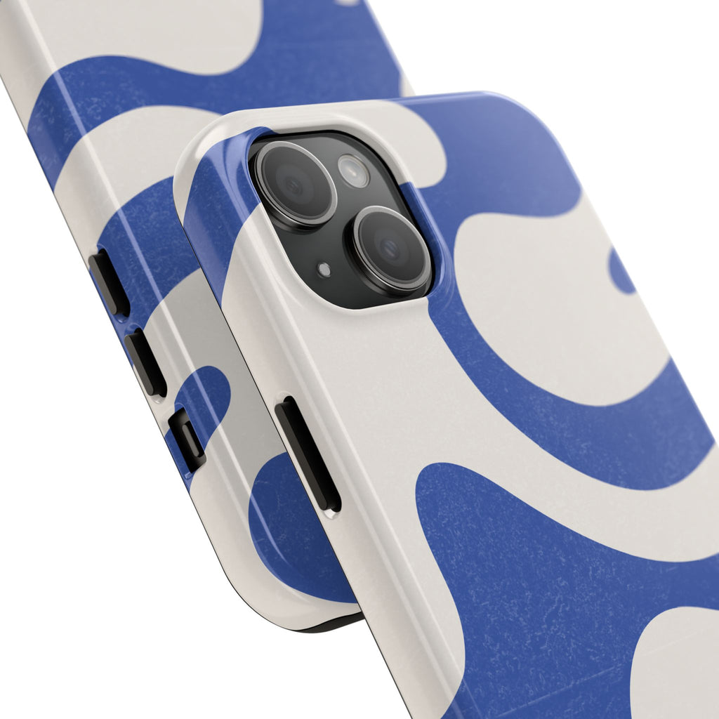 Blue Retro Swirl Tough Phone Case — Durable Abstract Pattern
