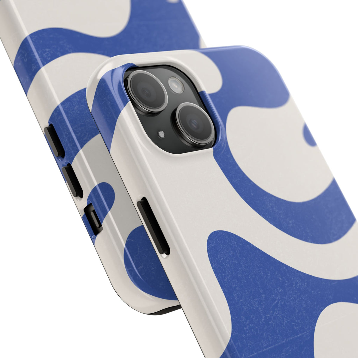 Blue Retro Swirl Tough Phone Case — Durable Abstract Pattern