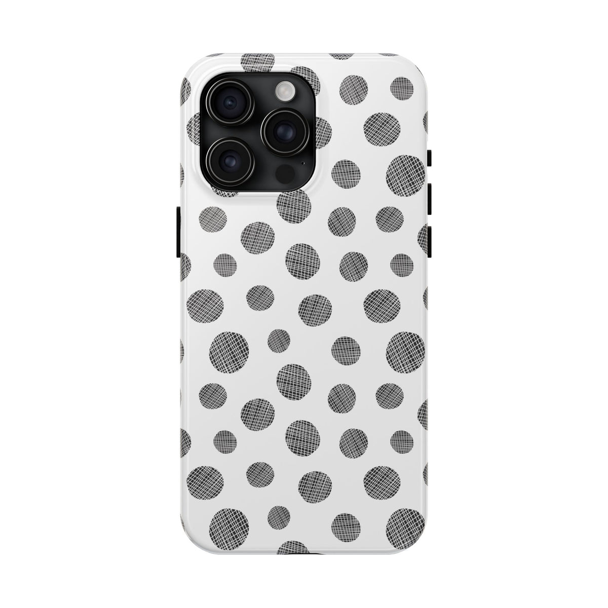 Polka Dot Texture Tough Phone Case — Black & White Spot Pattern, Protective Slim Phone Cover