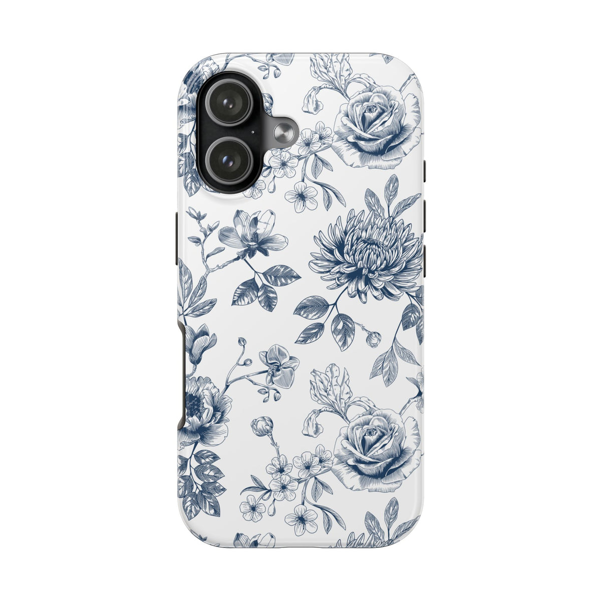 Tough Phone Case — Blue Vintage Floral Protective iPhone Cover