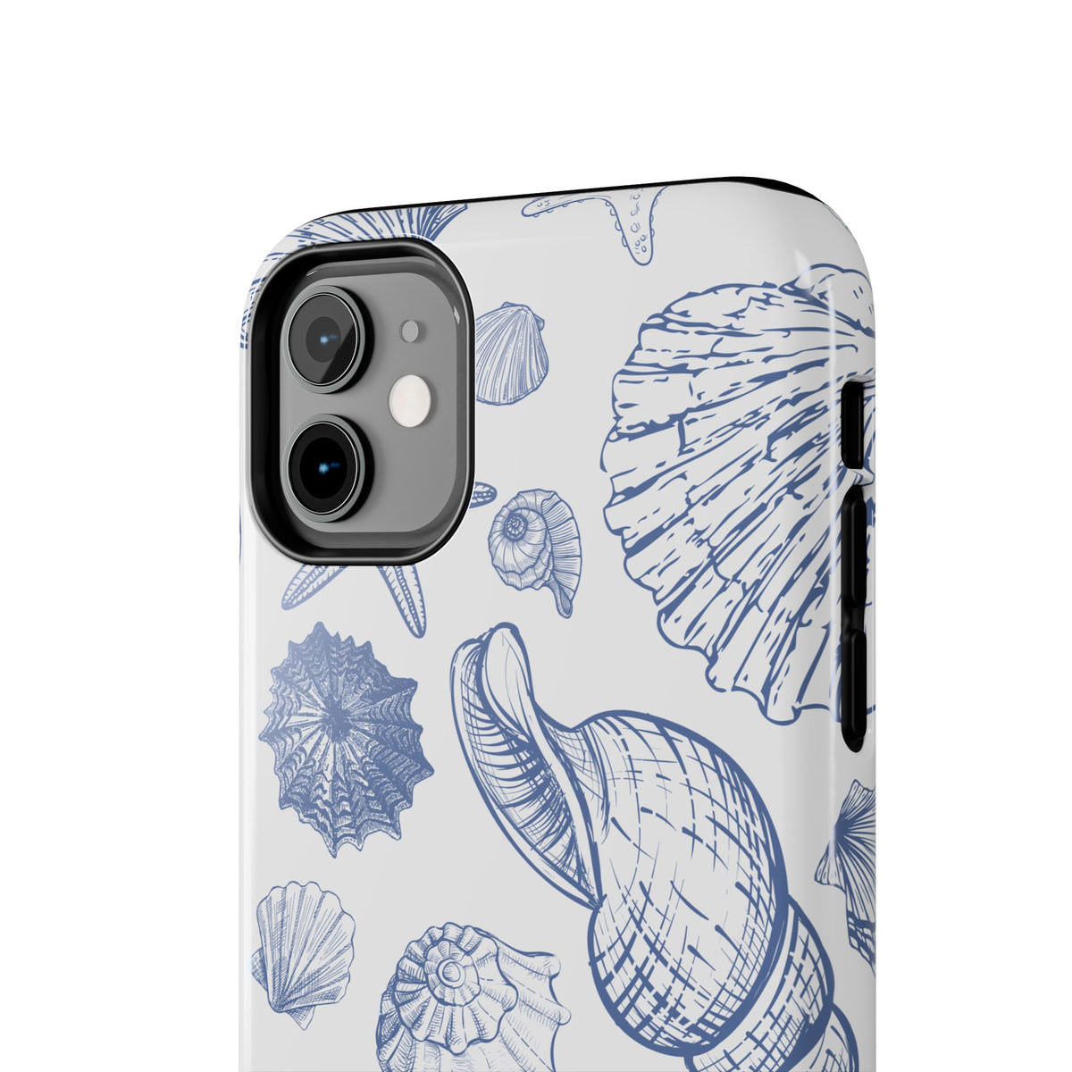 Seaside Sketch Tough Phone Case – Blue Shells & Starfish Protective Cover