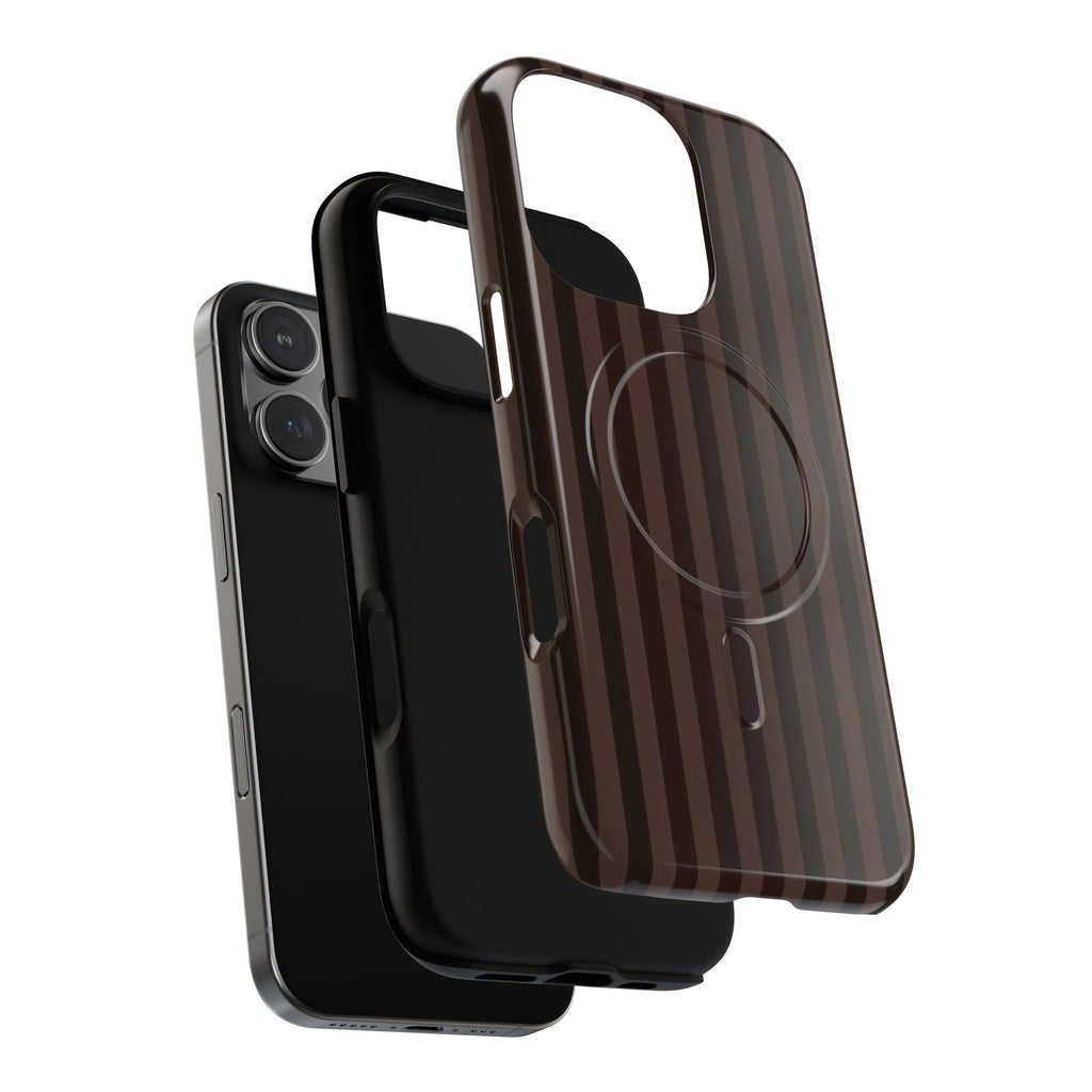Dark Brown Striped Magnetic Phone Case