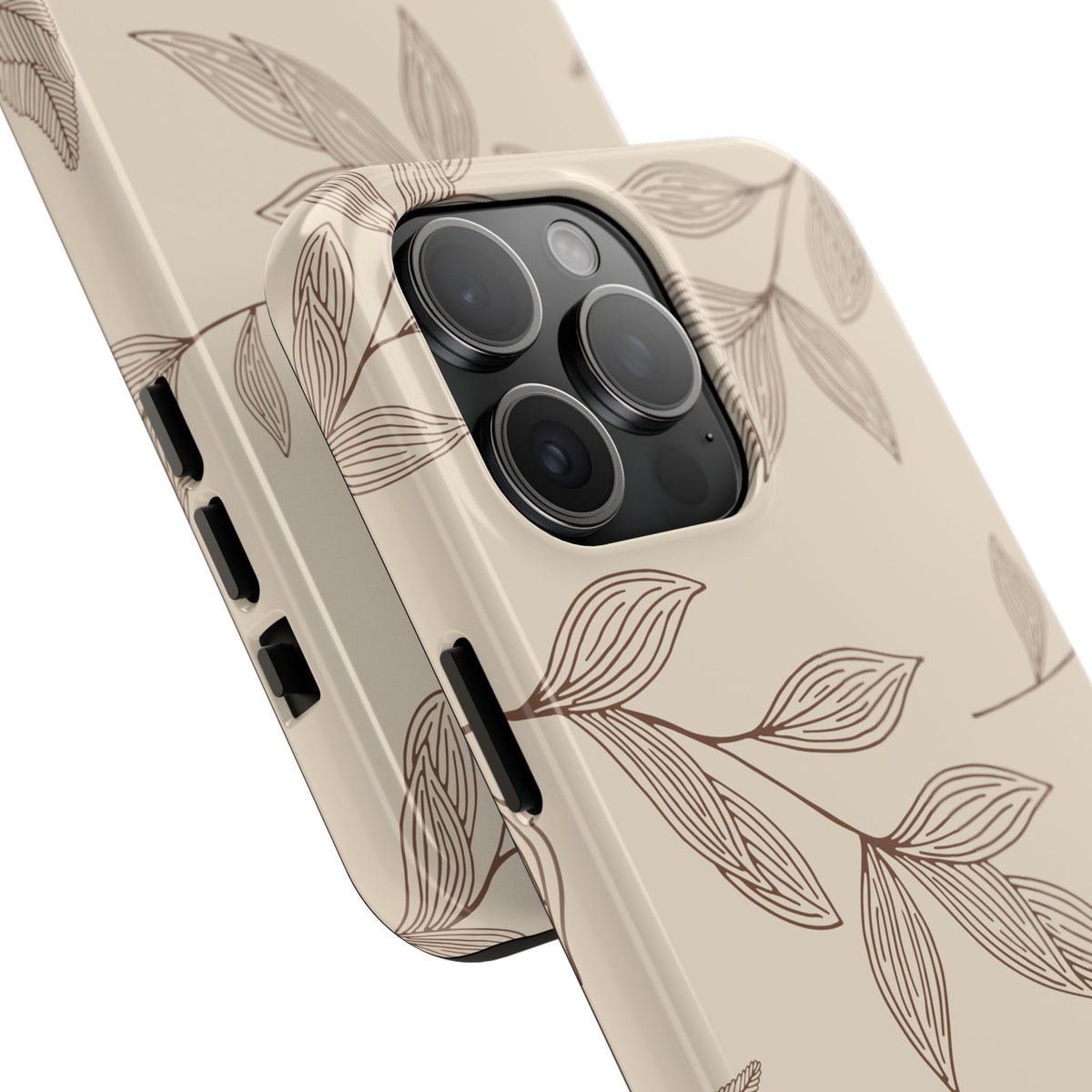 Tough Phone Case — Neutral Botanical Leaf Design (Protective Floral iPhone Case)