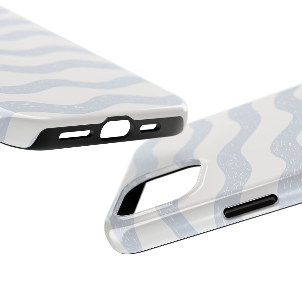 Tough Phone Case – Subtle Blue Wavy Stripes, Durable Protective Cover