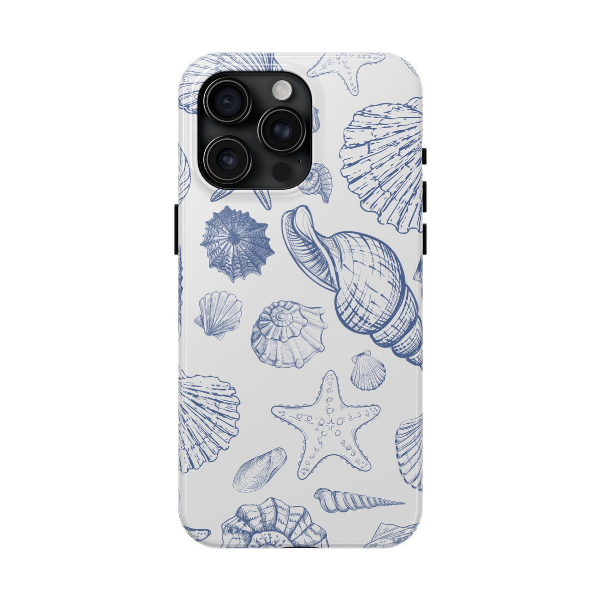 Seaside Sketch Tough Phone Case – Blue Shells & Starfish Protective Cover