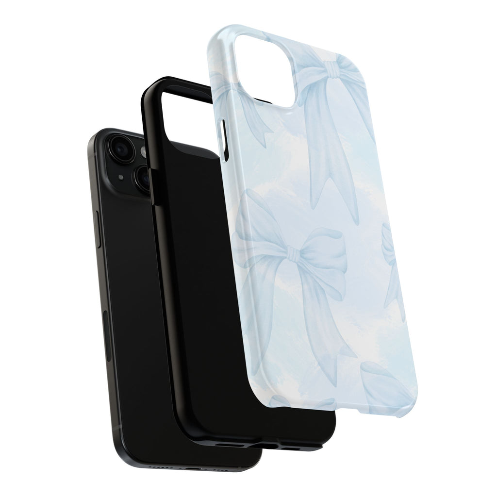 Pale Blue Bow Pattern Tough Phone Case