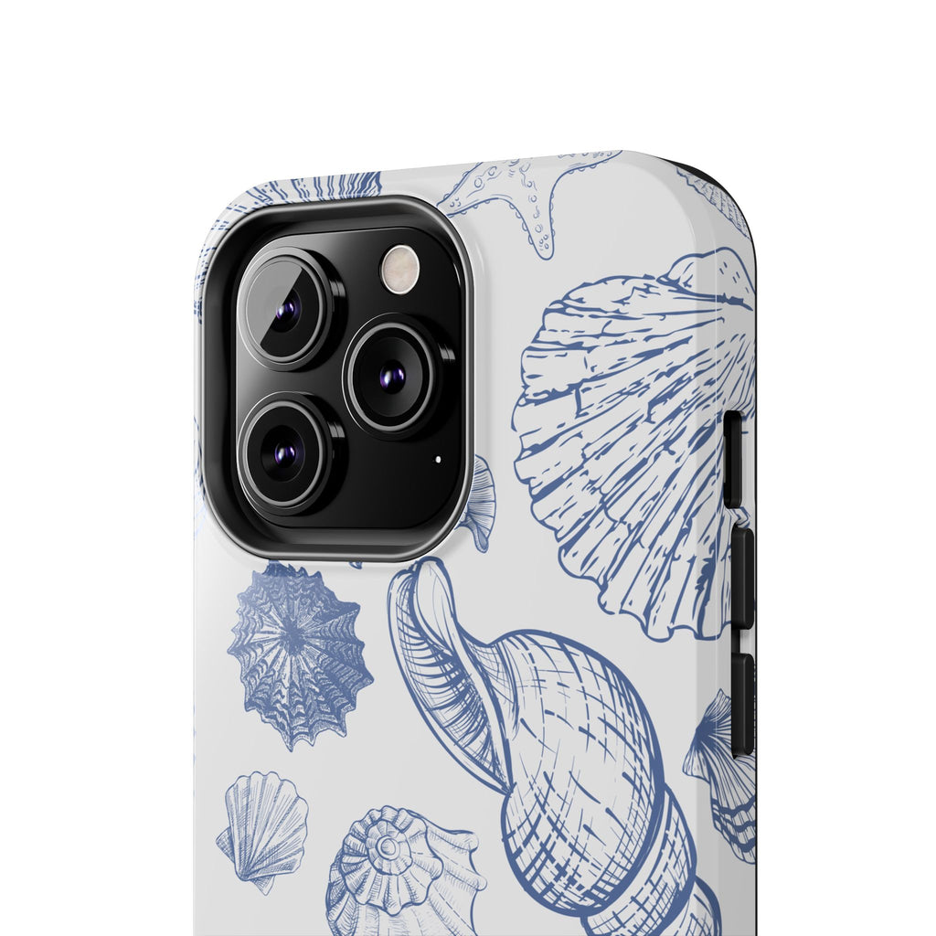 Seaside Sketch Tough Phone Case – Blue Shells & Starfish Protective Cover