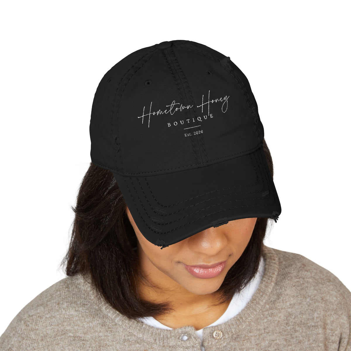 Embroidered Hometown Honey distressed hat