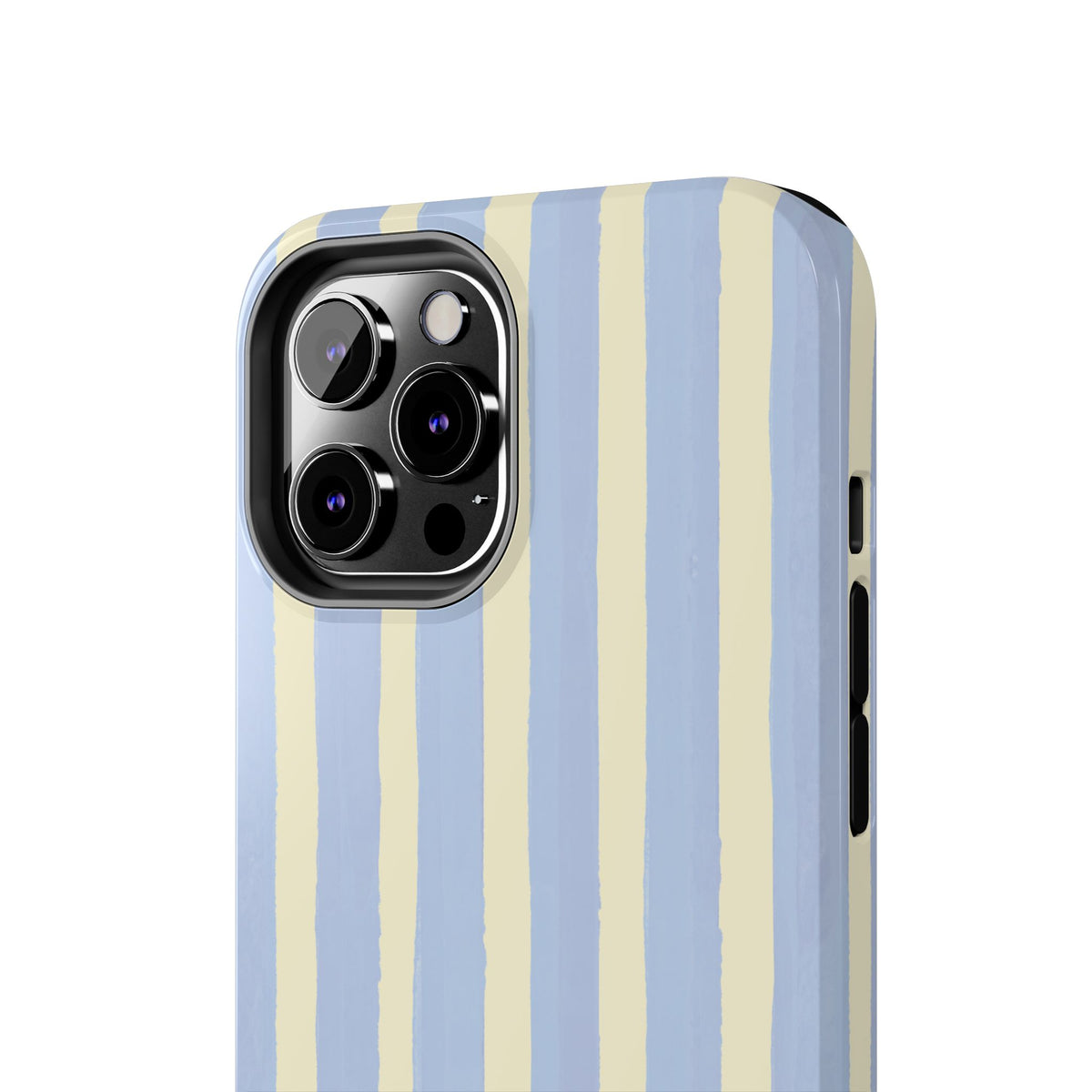 Pastel Stripe Tough Phone Case — Blue & Cream Protective Cover