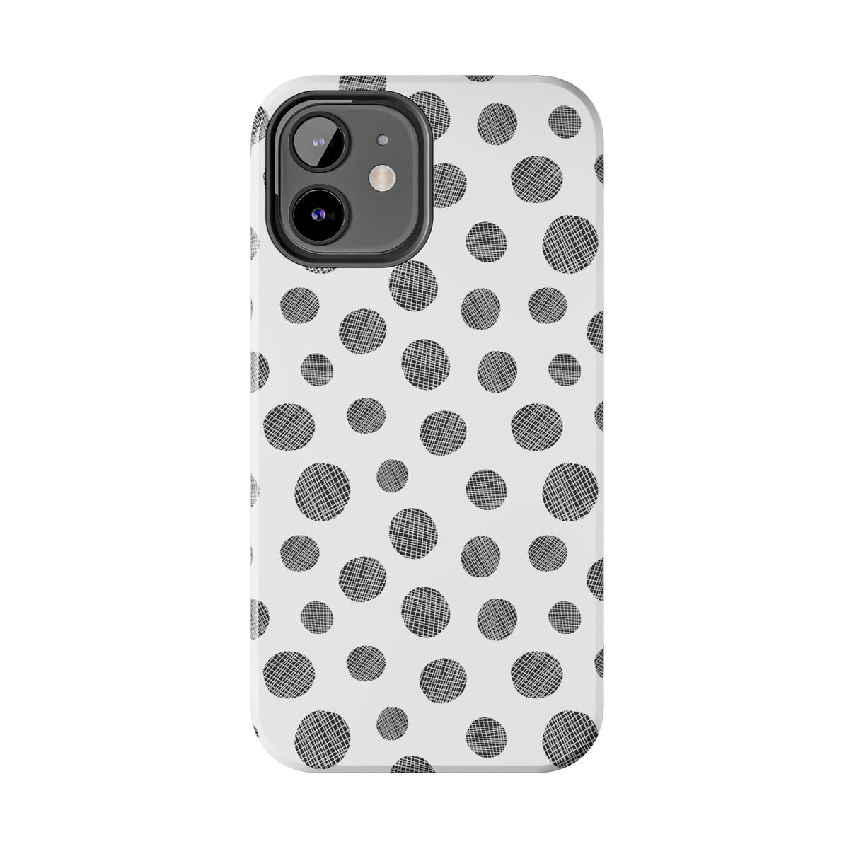 Polka Dot Texture Tough Phone Case — Black & White Spot Pattern, Protective Slim Phone Cover