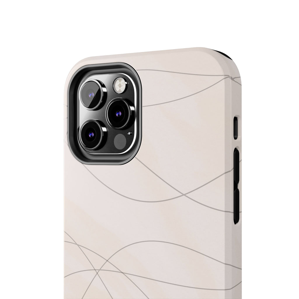 Minimal Beige Wave Tough Phone Case — Protective Slim Phone Case