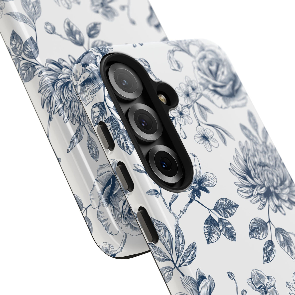 Tough Phone Case — Blue Vintage Floral Protective iPhone Cover