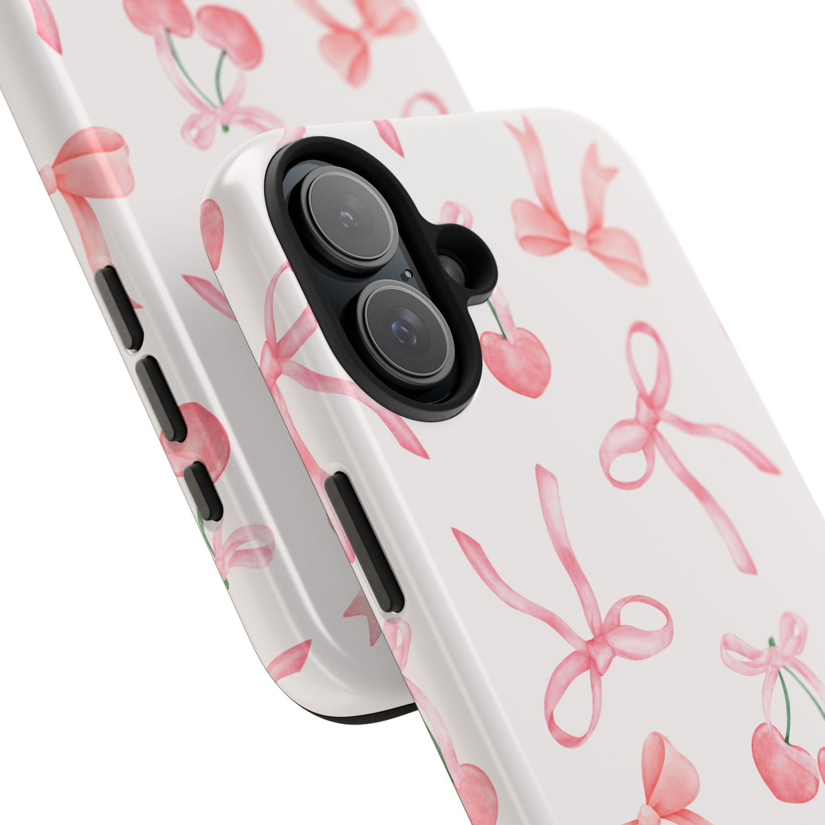 Pink Cherry & Bows Tough Phone Case — Cute Pastel Floral Pattern