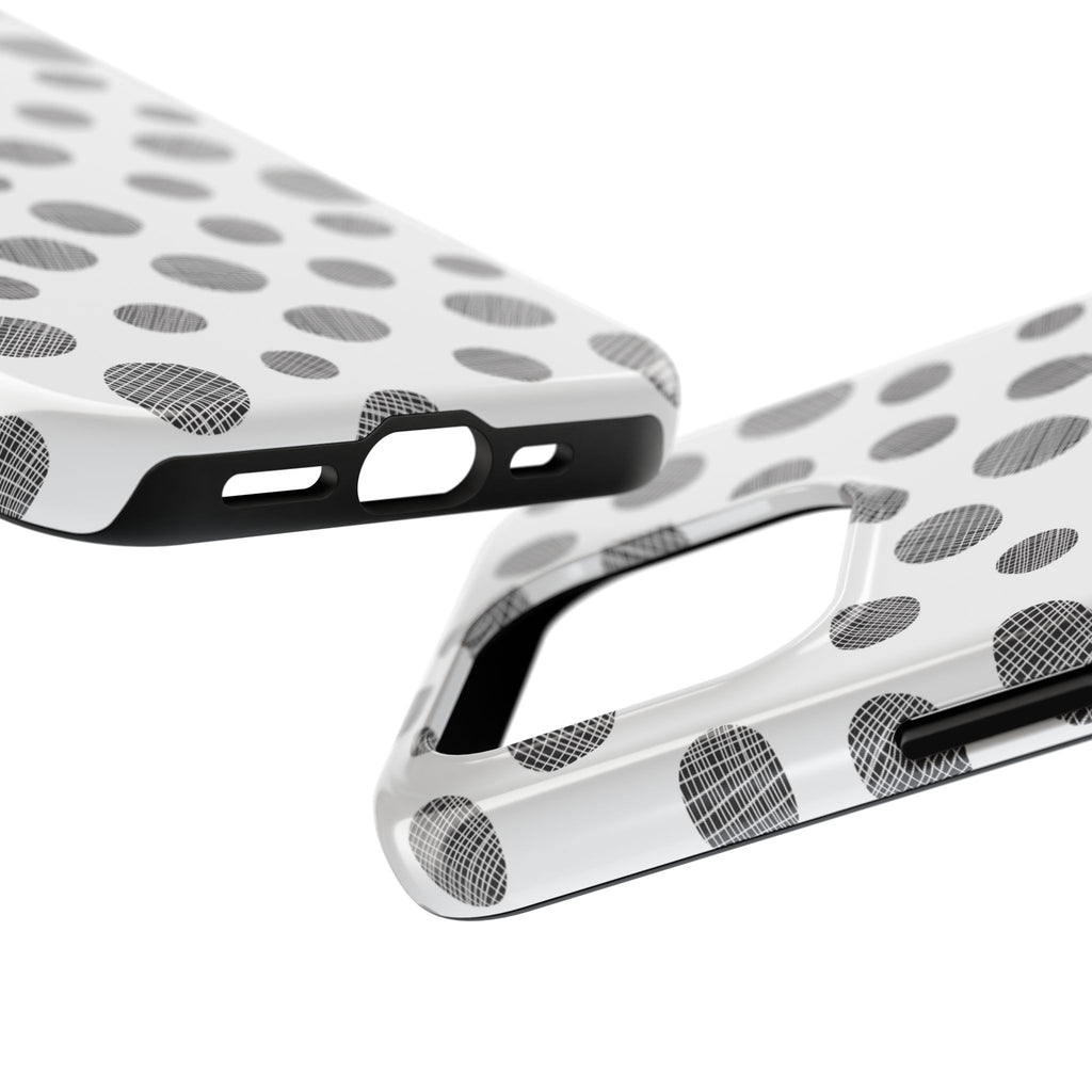 Polka Dot Texture Tough Phone Case — Black & White Spot Pattern, Protective Slim Phone Cover
