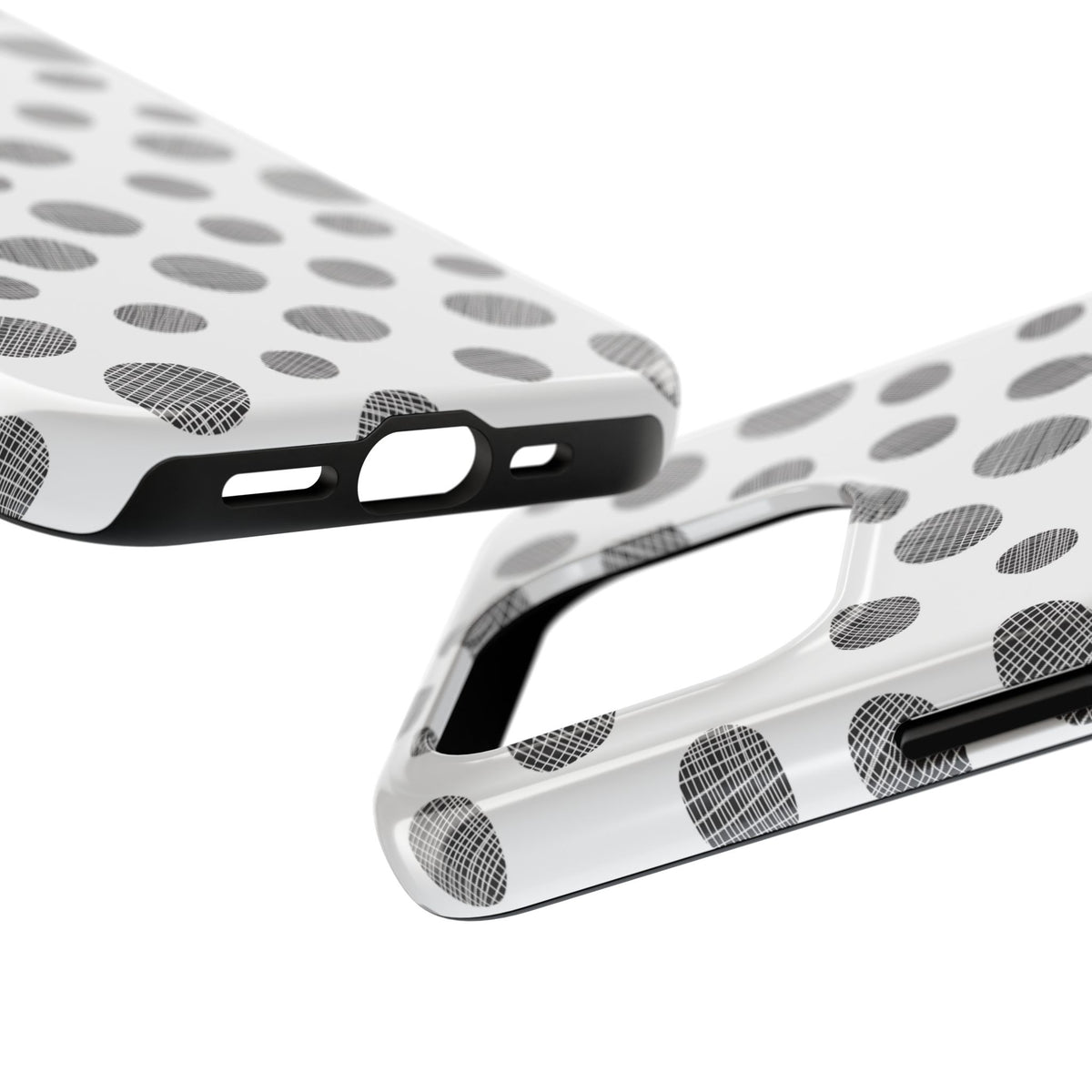 Polka Dot Texture Tough Phone Case — Black & White Spot Pattern, Protective Slim Phone Cover