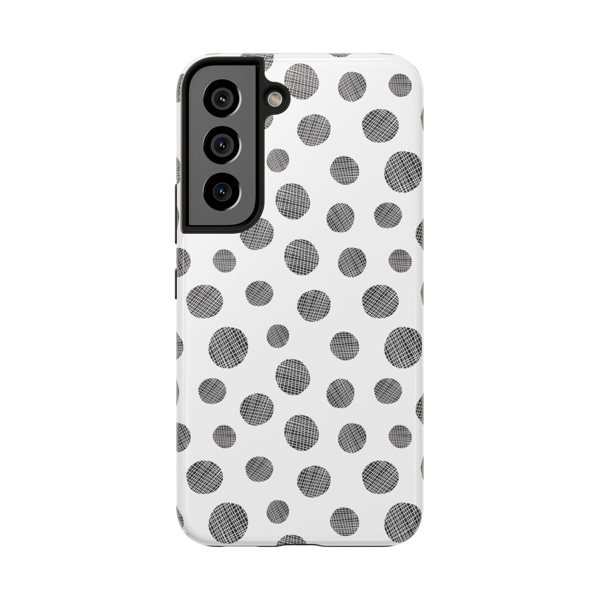 Polka Dot Texture Tough Phone Case — Black & White Spot Pattern, Protective Slim Phone Cover
