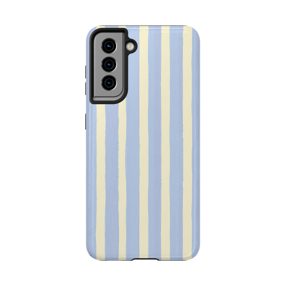 Pastel Stripe Tough Phone Case — Blue & Cream Protective Cover