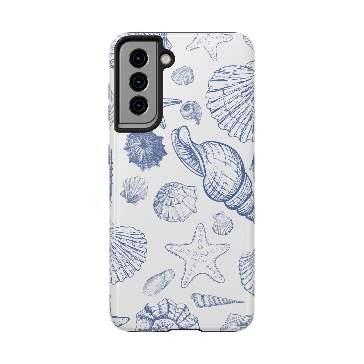 Seaside Sketch Tough Phone Case – Blue Shells & Starfish Protective Cover