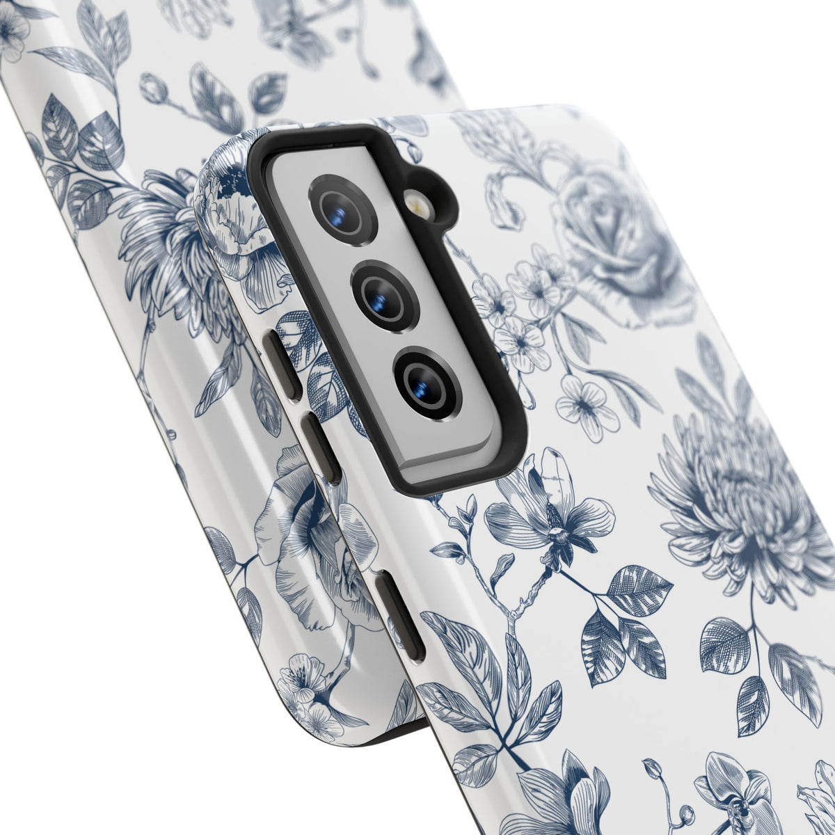 Tough Phone Case — Blue Vintage Floral Protective iPhone Cover