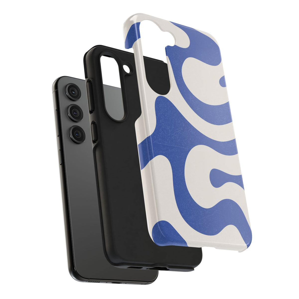 Blue Retro Swirl Tough Phone Case — Durable Abstract Pattern