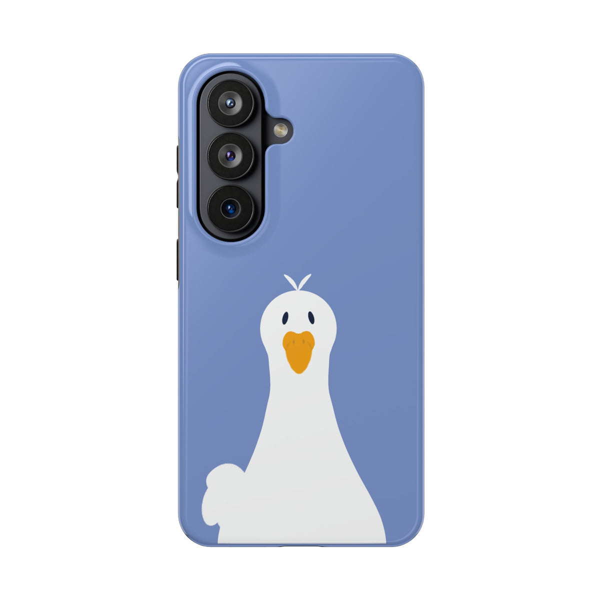 Goofy Goose Tough Phone Case — Cute Minimalist Duck Design on Blue