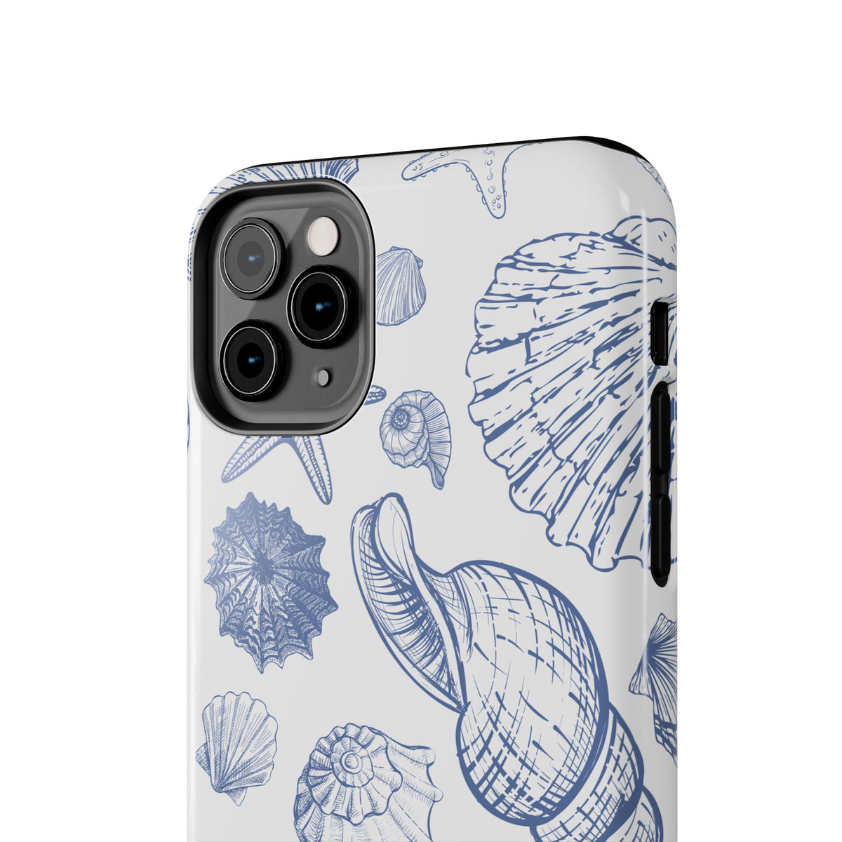 Seaside Sketch Tough Phone Case – Blue Shells & Starfish Protective Cover
