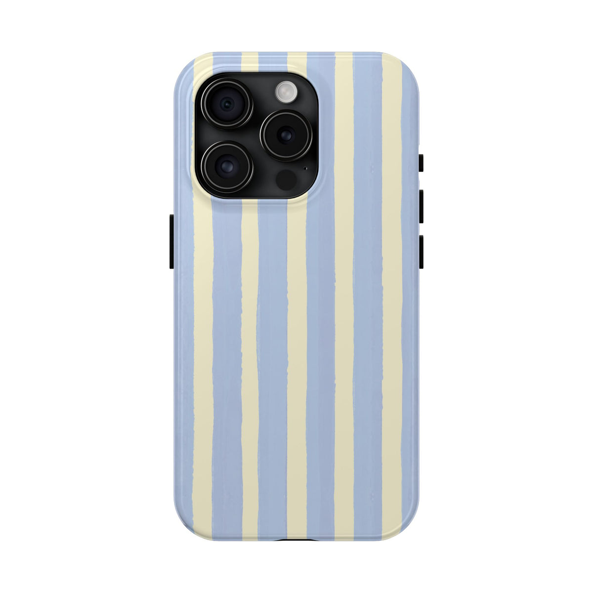 Pastel Stripe Tough Phone Case — Blue & Cream Protective Cover