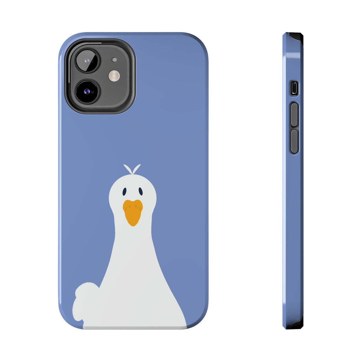 Goofy Goose Tough Phone Case — Cute Minimalist Duck Design on Blue