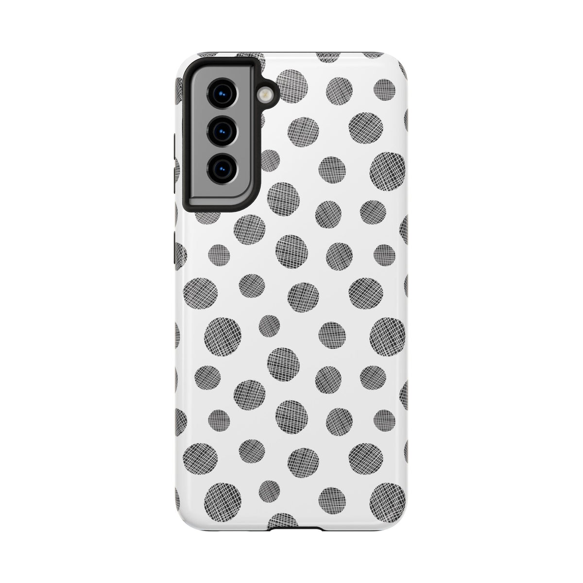 Polka Dot Texture Tough Phone Case — Black & White Spot Pattern, Protective Slim Phone Cover