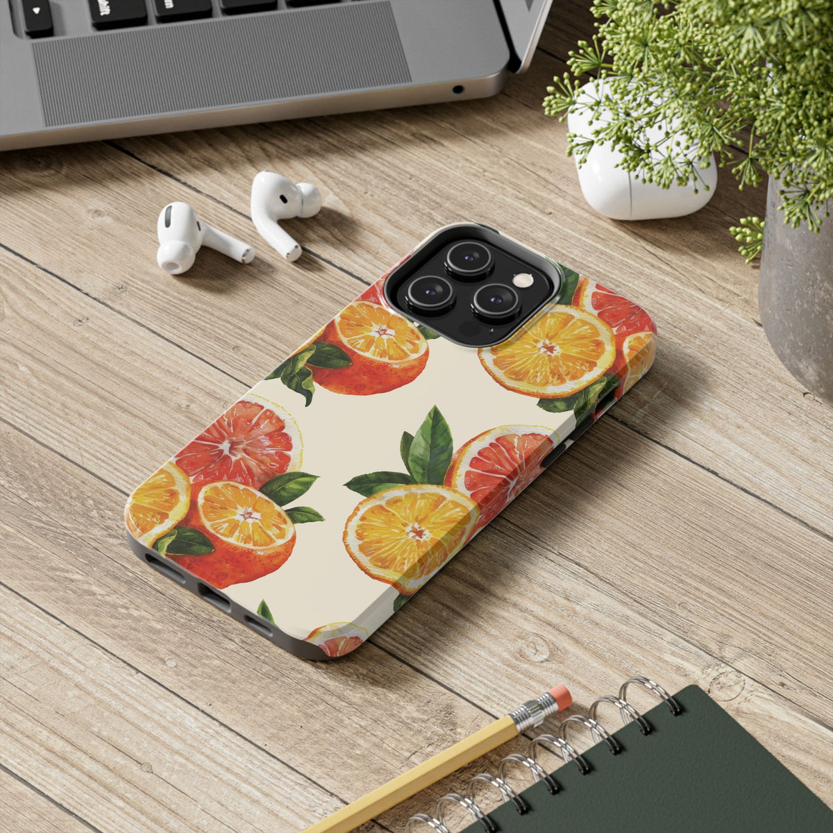 Citrus Squeeze Tough Phone Case — Watercolor Orange & Grapefruit Protective Cover