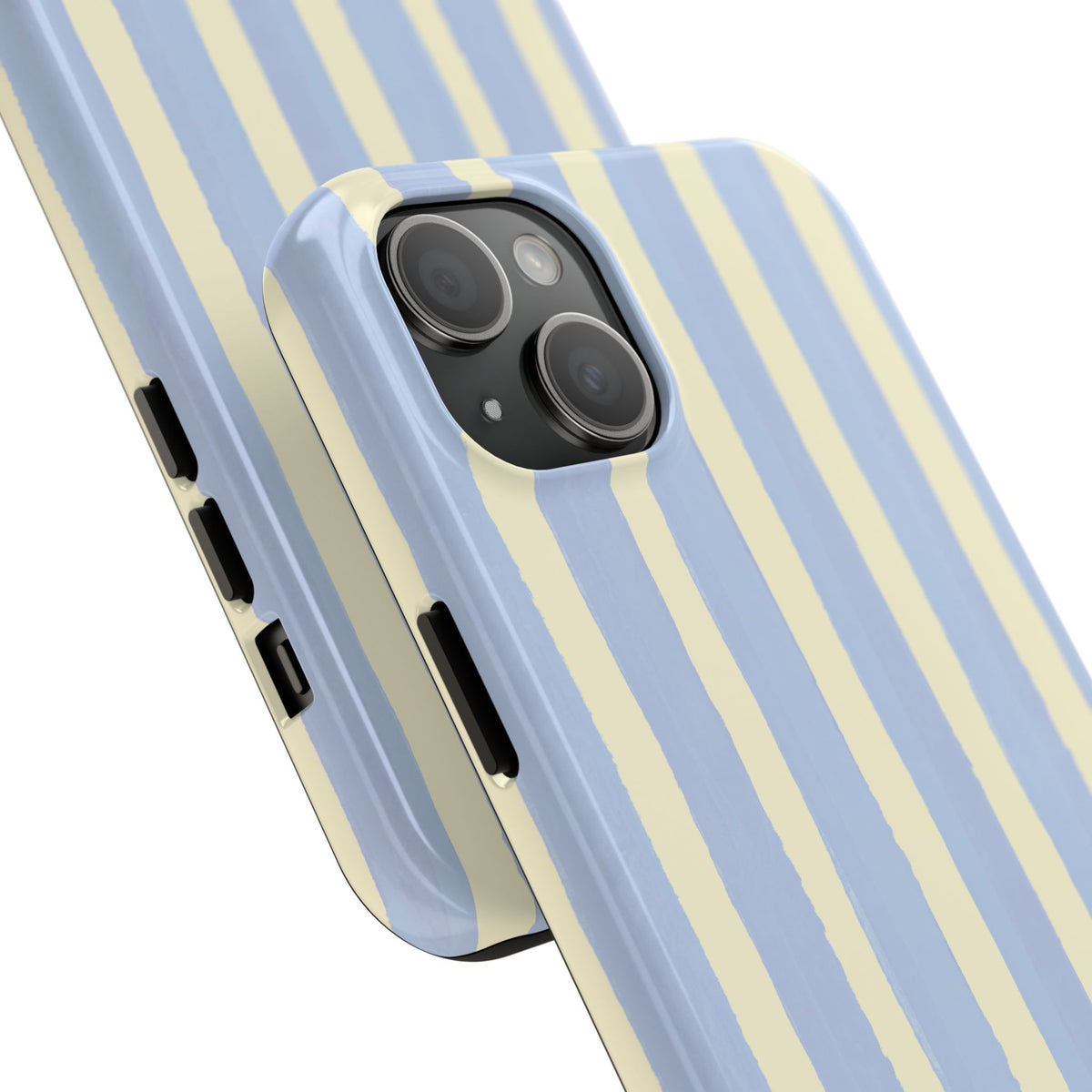 Pastel Stripe Tough Phone Case — Blue & Cream Protective Cover