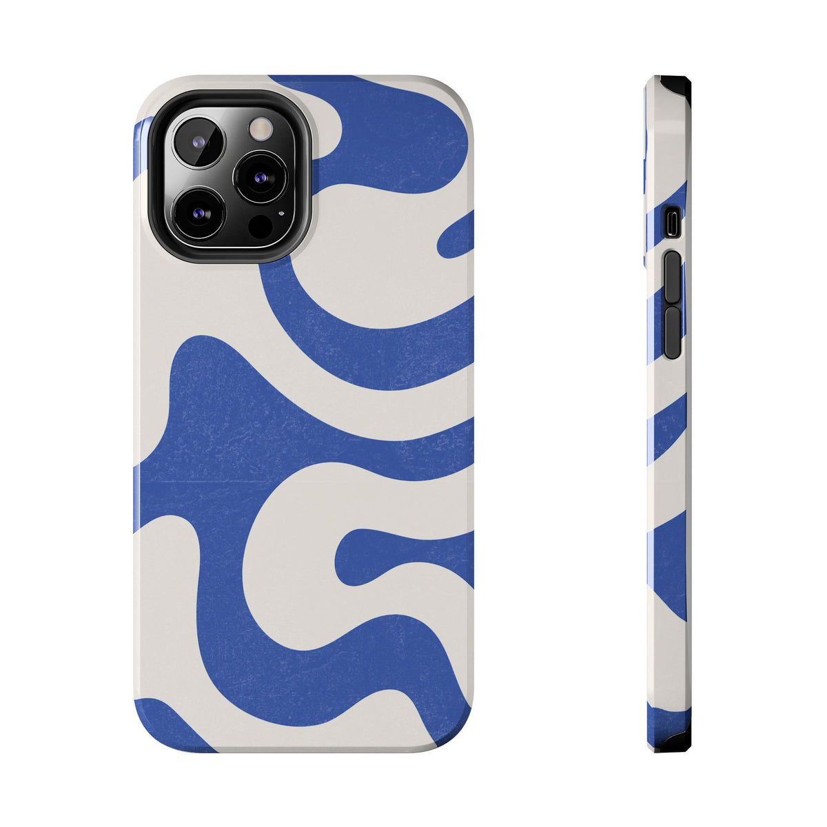 Blue Retro Swirl Tough Phone Case — Durable Abstract Pattern