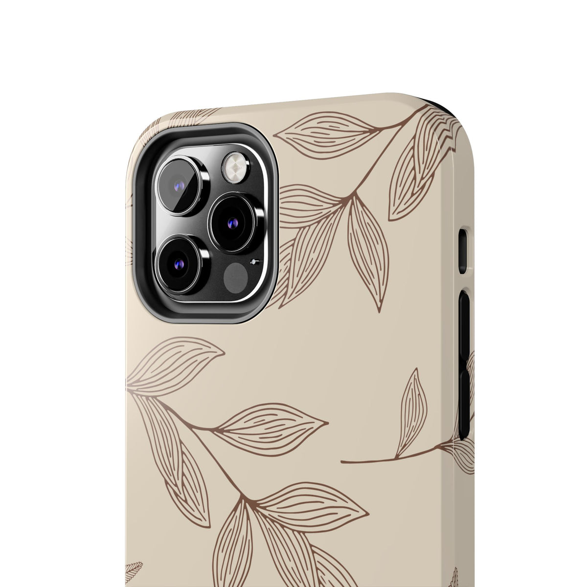 Tough Phone Case — Neutral Botanical Leaf Design (Protective Floral iPhone Case)