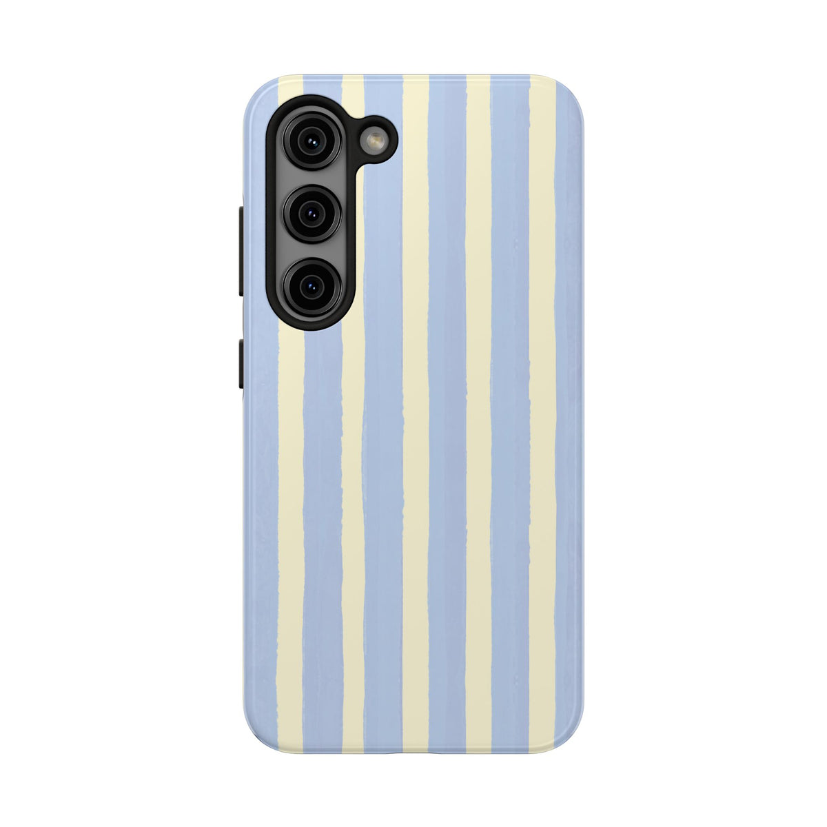 Pastel Stripe Tough Phone Case — Blue & Cream Protective Cover