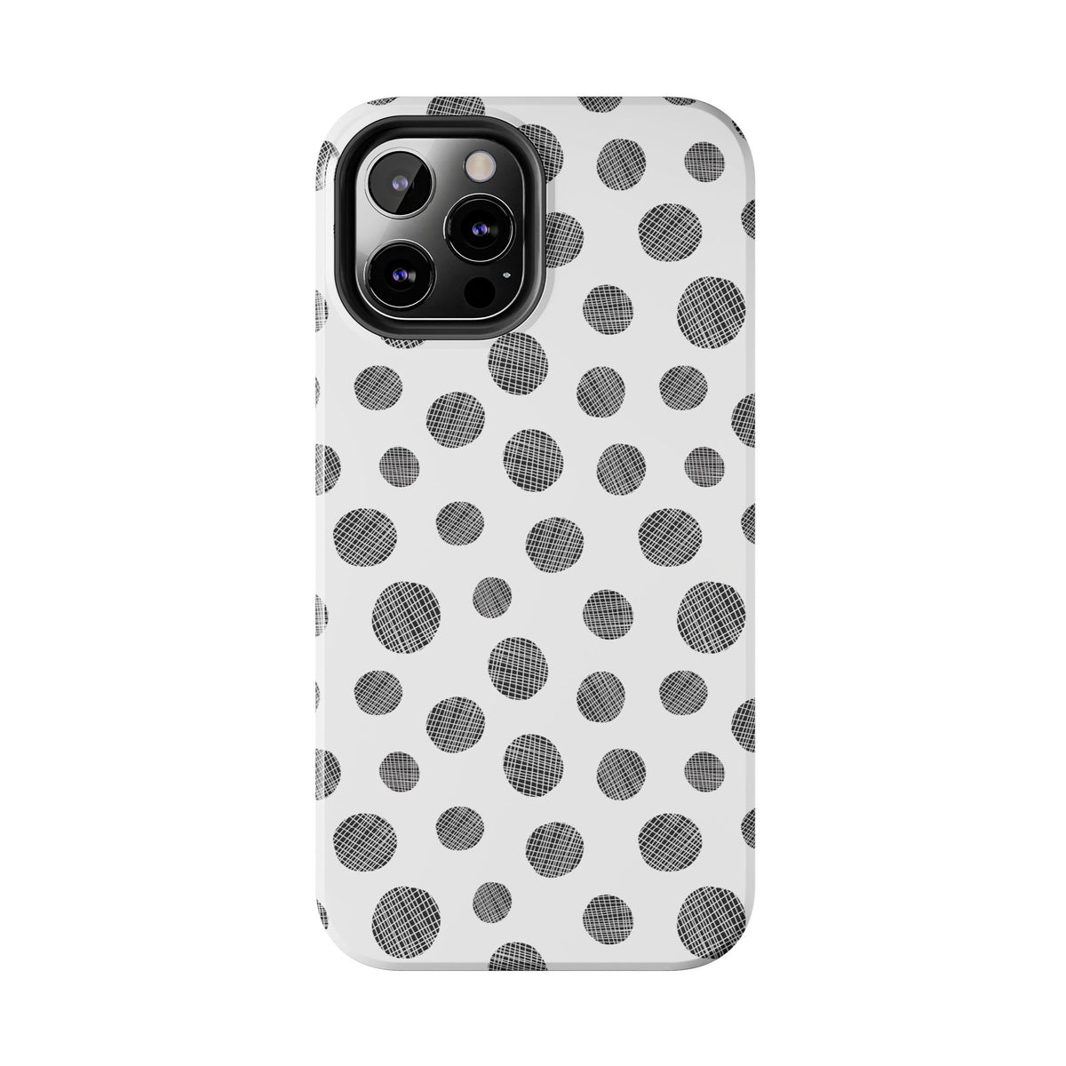Polka Dot Texture Tough Phone Case — Black & White Spot Pattern, Protective Slim Phone Cover