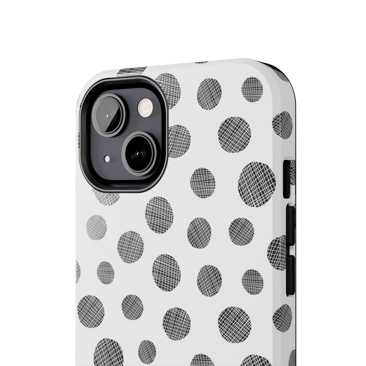 Polka Dot Texture Tough Phone Case — Black & White Spot Pattern, Protective Slim Phone Cover