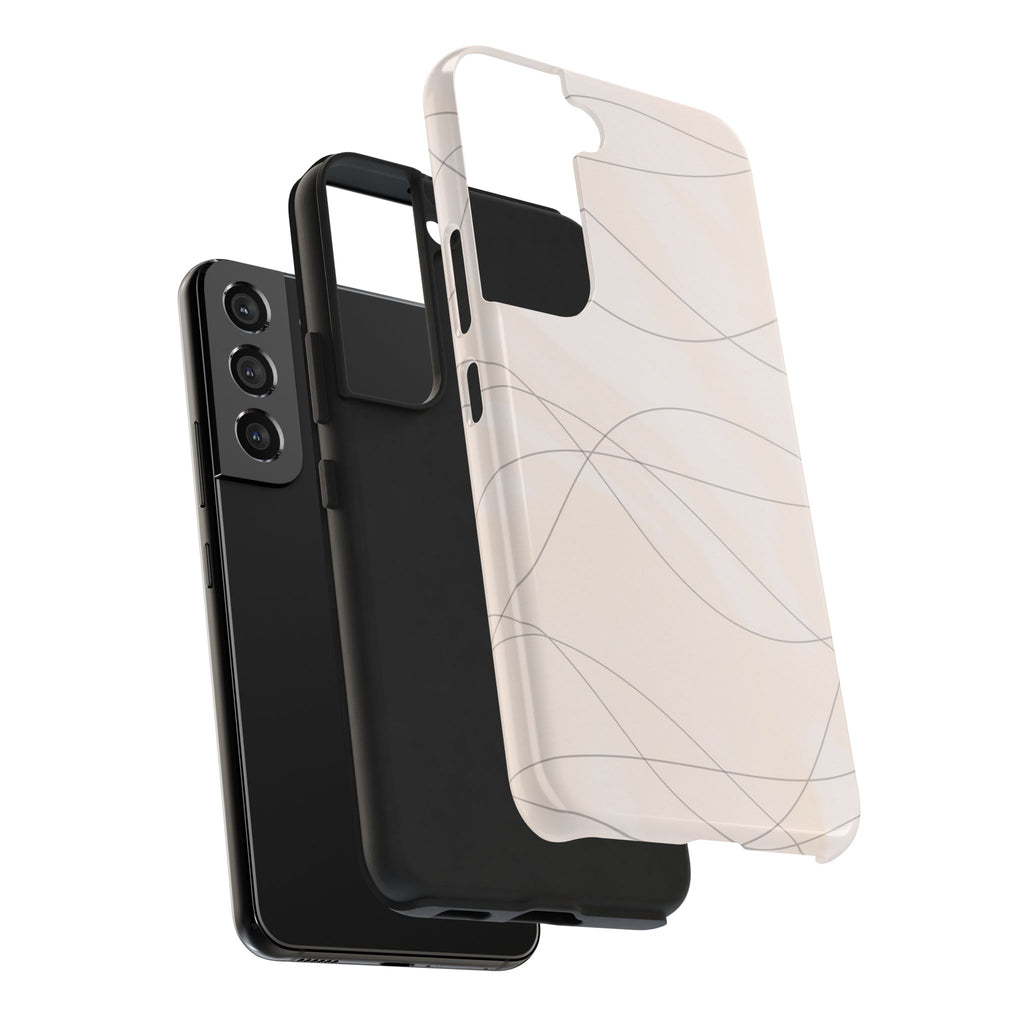 Minimal Beige Wave Tough Phone Case — Protective Slim Phone Case