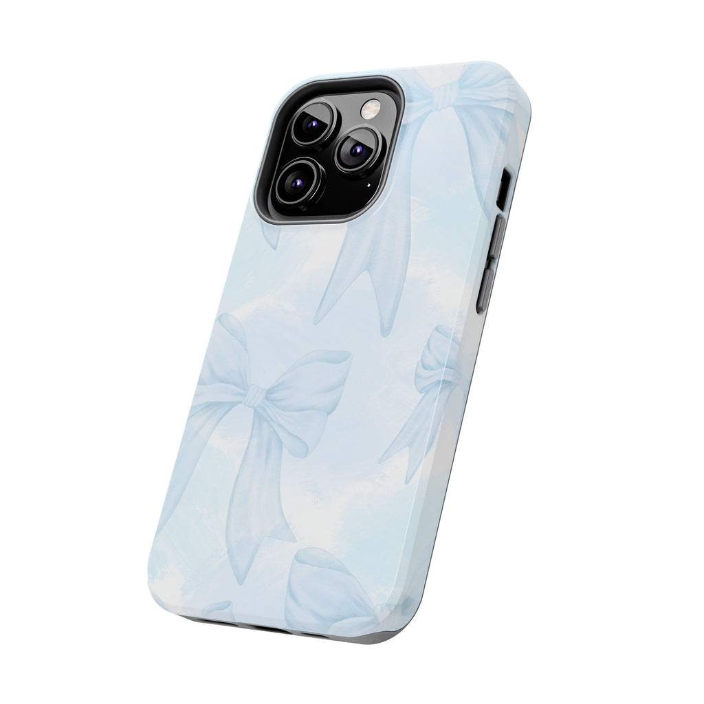 Pale Blue Bow Pattern Tough Phone Case