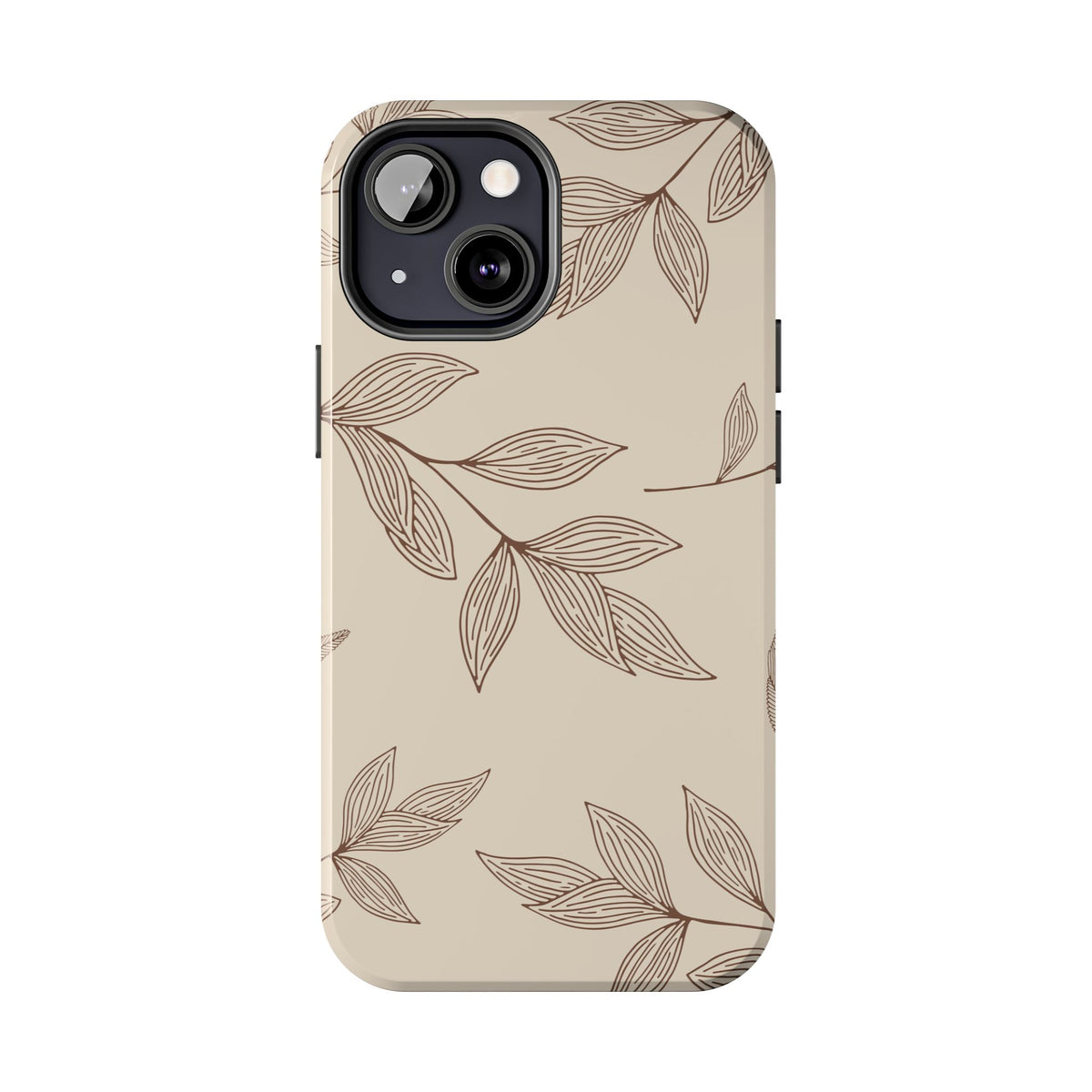 Tough Phone Case — Neutral Botanical Leaf Design (Protective Floral iPhone Case)
