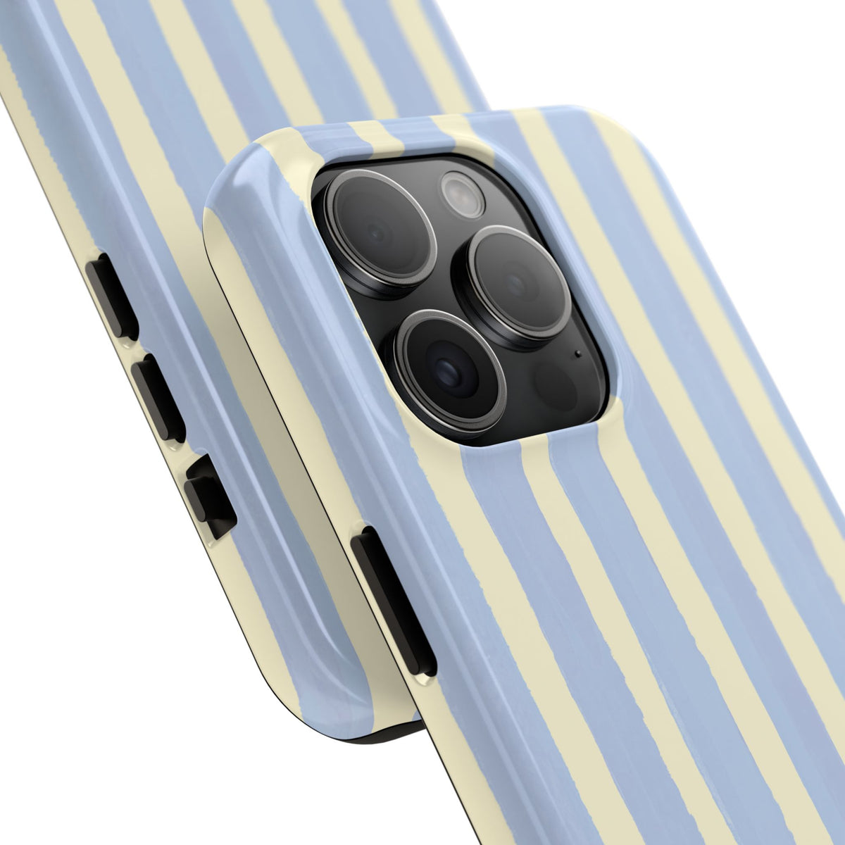 Pastel Stripe Tough Phone Case — Blue & Cream Protective Cover