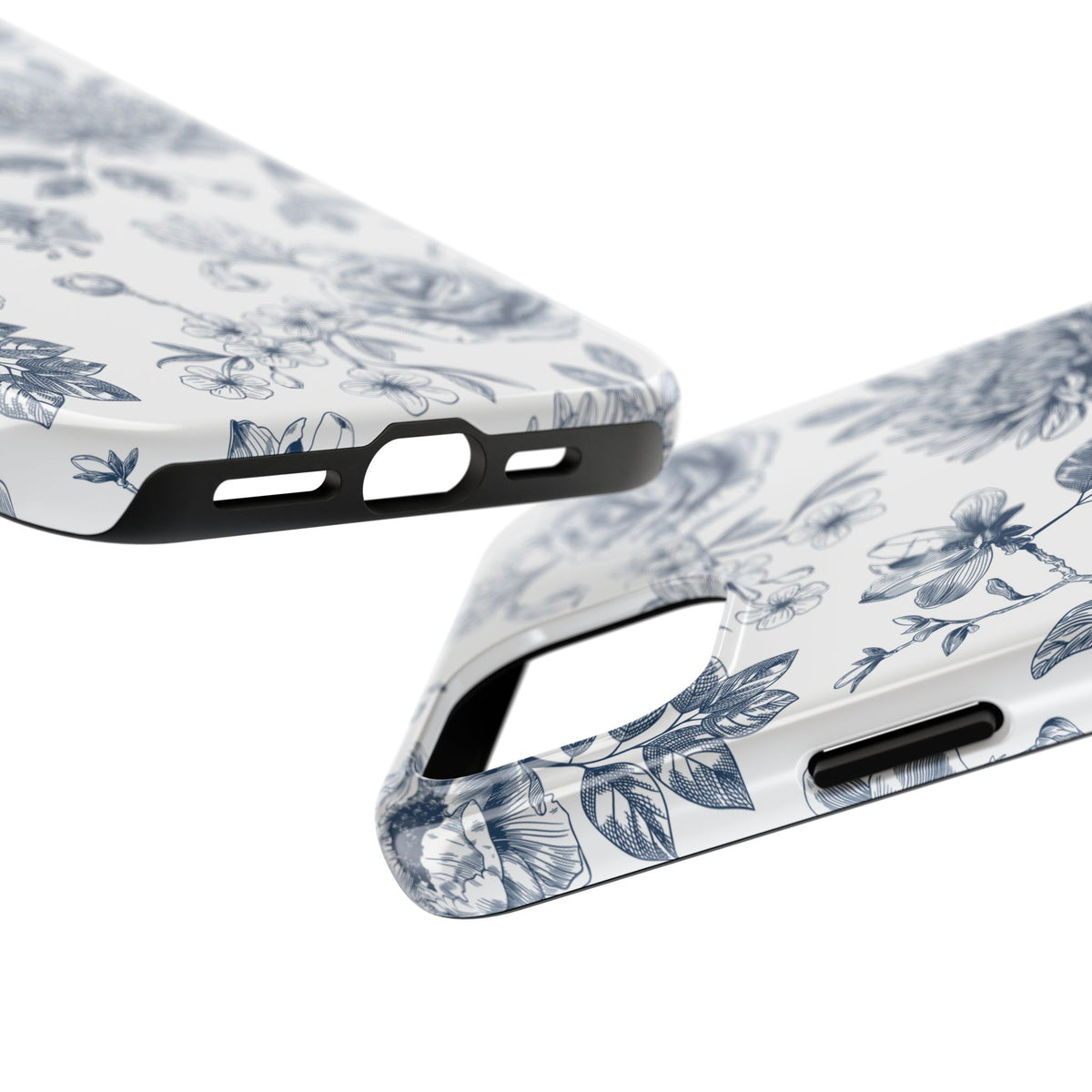 Tough Phone Case — Blue Vintage Floral Protective iPhone Cover