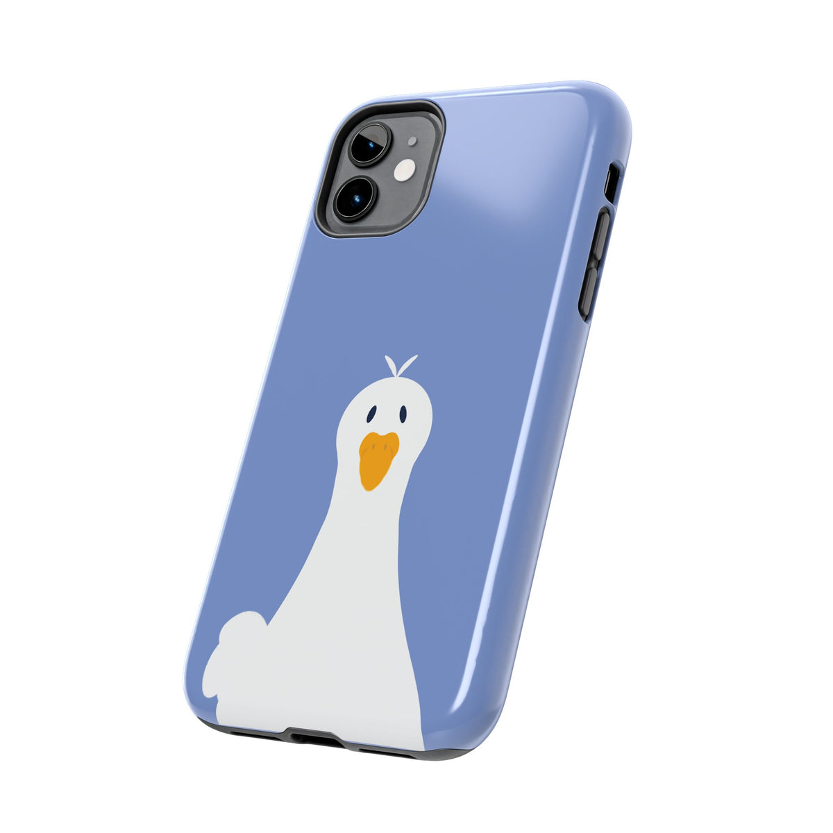 Goofy Goose Tough Phone Case — Cute Minimalist Duck Design on Blue