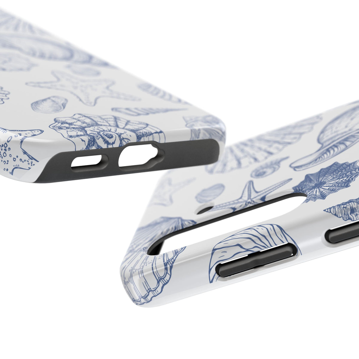 Seaside Sketch Tough Phone Case – Blue Shells & Starfish Protective Cover