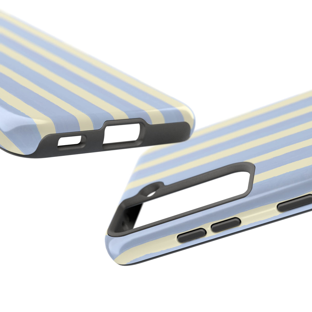 Pastel Stripe Tough Phone Case — Blue & Cream Protective Cover