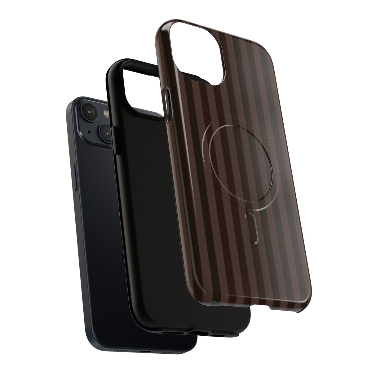 Dark Brown Striped Magnetic Phone Case
