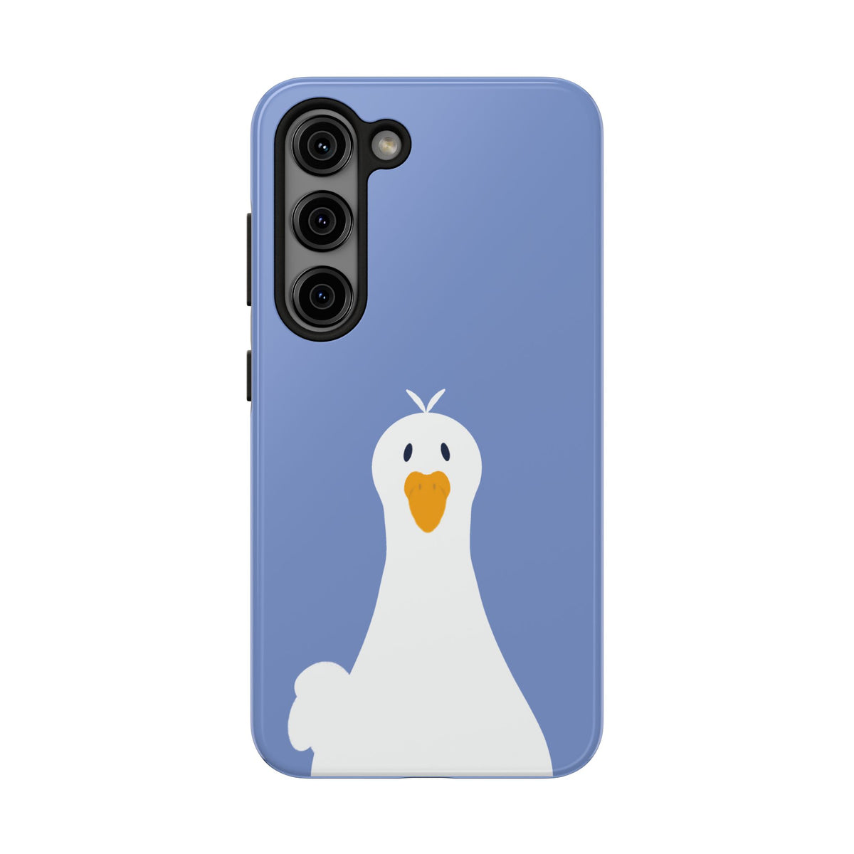 Goofy Goose Tough Phone Case — Cute Minimalist Duck Design on Blue