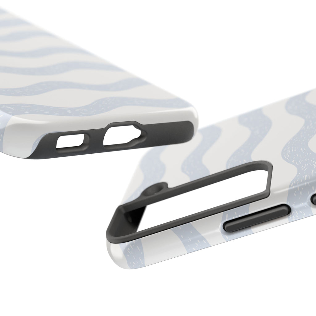 Tough Phone Case – Subtle Blue Wavy Stripes, Durable Protective Cover