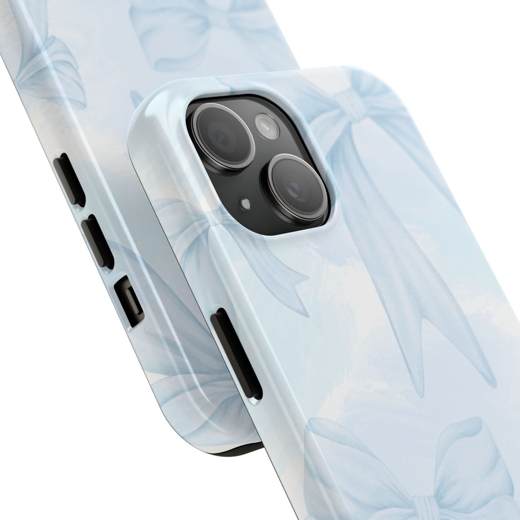 Pale Blue Bow Pattern Tough Phone Case